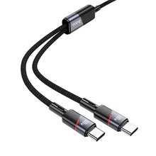 Заредете изображение във визуализатора на галерията – Cable 2in1 USB C to USB C / USB C Hoco 5A 100W 1,2 m U139 black
