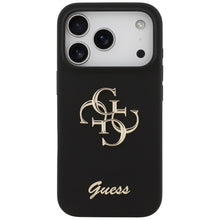 Заредете изображение във визуализатора на галерията – GUESS case for IPHONE 17 Pro GUHCP17LSC4GSMK (Silicone W/ Big 4G Script) black

