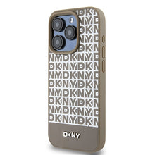 Заредете изображение във визуализатора на галерията – Original Case DKNY hardcase Leather Printed Pattern Metal Logo MagSafe DKHMP15LPSOSPW for Iphone 15 Pro brown
