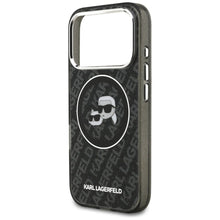 Заредете изображение във визуализатора на галерията – KARL LAGERFELD case for IPHONE 17 Pro compatible with MagSafe KLHMP17LHMKBKCHOK (IML Glitter K&amp;C Heads Logo) black
