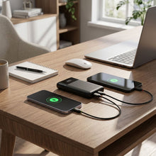 Заредете изображение във визуализатора на галерията – FORCELL F-ENERGY F10K6 Multicharge powerbank with built-in cables Type C and Lightning PD QC3.0 3A 22,5W 10000 mAh black

