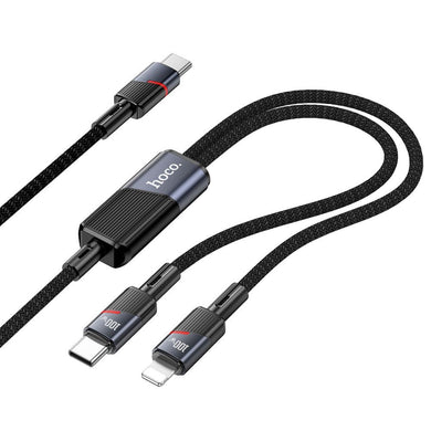 HOCO cable 2in1 Type C to Type C + Lightning 5A 100W U139 1,2 m black