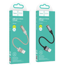 Заредете изображение във визуализатора на галерията – Adapter AUX USB A (male) to Jack 3,5 mm (female) Hoco UPA32D black
