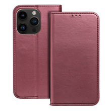 Заредете изображение във визуализатора на галерията – Smart Magneto book case for IPHONE 16 burgundy
