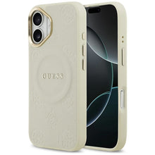 Заредете изображение във визуализатора на галерията – GUESS case for IPHONE 17 compatible with MagSafe GUHMP17SPSAMSECE (PU W/ Peony Hot Stamp) beige
