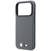 Заредете изображение във визуализатора на галерията – BMW case for IPHONE 18 Pro/17 Pro compatible with MagSafe (Carbon Metal Logo) grey 
