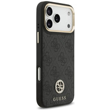 Заредете изображение във визуализатора на галерията – GUESS case for IPHONE 17 Pro Max compatible with MagSafe GUHMP17XP4G4DCSK (PU W/ Strass Logo &amp; Big Strap Metal Buttons) black
