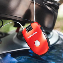 Заредете изображение във визуализатора на галерията – Rockbros 32420981001 bicycle lock with retractable cable - red
