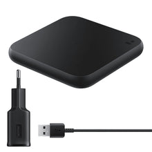 Заредете изображение във визуализатора на галерията – Samsung Duo Pad inductive charger with EP-P1300TBEGEU Qi 9W wall charger - black
