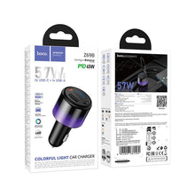 Заредете изображение във визуализатора на галерията – Car charger Hoco USB A + 2xUSB C PD QC3.0 57W Z69B black
