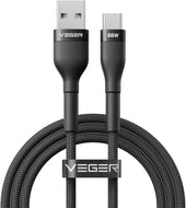 Кабел USB A към Type C VEGER PD 11V 6A 66W AC04 1,2 m - черен