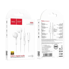 Заредете изображение във визуализатора на галерията – HOCO wire earphones Type C with microphone M95 white
