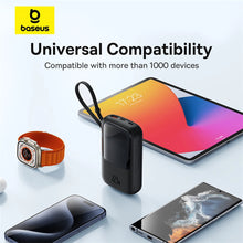 Заредете изображение във визуализатора на галерията – Baseus Qpow Pro+ 10000mAh 22.5W powerbank with built-in USB-C cable and display - black
