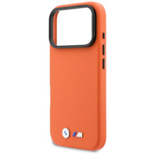 Заредете изображение във визуализатора на галерията – BMW case for IPHONE 17 Pro Max compatible with MagSafe BMHMP17X25PFWKCKO (PU W/ Metal Logo) orange
