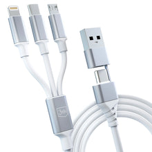 Заредете изображение във визуализатора на галерията – 3mk Hyper Cable 3in1 USB-A - USB-C / USB-C - micro USB - Lightning 1.5m - white
