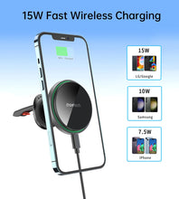 Заредете изображение във визуализатора на галерията – Choetech T204-F magnetic car holder with 15W wireless charging - black
