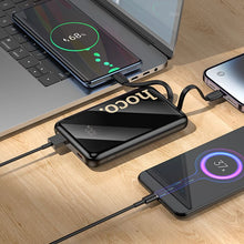 Заредете изображение във визуализатора на галерията – Powerbank Hoco 10000 mAh QC PD 22,5W with built-in cables USB C + Lightning Q37 black
