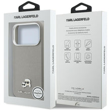 Заредете изображение във визуализатора на галерията – KARL LAGERFELD case for IPHONE 17 Pro Max compatible with MagSafe KLHMP17X6PFKCLG (PU FW W/ K&amp;C Head Pin) gray
