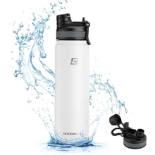 Заредете изображение във визуализатора на галерията – Rockbros 35210029006 bicycle thermal bottle for drinks 620 ml - white
