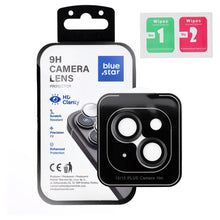 Заредете изображение във визуализатора на галерията – Camera Lens Protector BLUE STAR Easy Install for IPHONE 15 / 15 PLUS black
