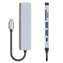 Заредете изображение във визуализатора на галерията – HUB Tech-Protect V4 6in1 USB-C - USB-A 3.0 / USB-A 2.0 / USB-C / HDMI / micro SD / TF / SD card reader - gray
