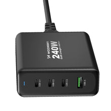 Заредете изображение във визуализатора на галерията – Wozinsky WGCSB 240W GaN wall charger USB-A / 3 x USB-C - black
