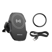 Заредете изображение във визуализатора на галерията – Borofone Car holder BH215 Adelante magnetic with induction charging to air vent black
