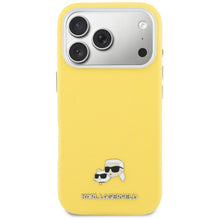 Заредете изображение във визуализатора на галерията – KARL LAGERFELD case for IPHONE 17 Pro compatible with MagSafe KLHMP17L6PFKCLY (PU FW W/ K&amp;C Head Pin) yellow
