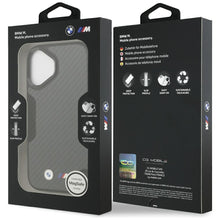 Заредете изображение във визуализатора на галерията – BMW case for IPHONE 17 compatible with MagSafe BMHMP17S24CFMMK (Kevlar Matt) black
