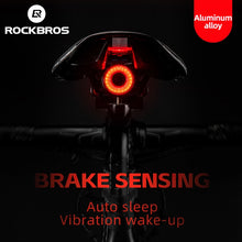 Заредете изображение във визуализатора на галерията – Rockbros Q5 rear bicycle light with intelligent stop system - black
