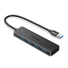 Заредете изображение във визуализатора на галерията – Ugreen CM219 HUB with 4 USB-A 3.0 ports and USB-A 3.0 cable - black
