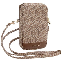 Заредете изображение във визуализатора на галерията – Guess Zip GCube Bottom Stripe phone bag - brown
