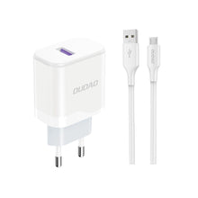 Заредете изображение във визуализатора на галерията – Dudao A20EU USB-A 18W wall charger - white + USB-A - micro USB cable
