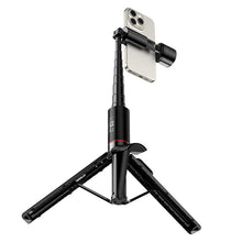 Заредете изображение във визуализатора на галерията – Selfie stick tripod with remote control + LED light Hoco K34 black
