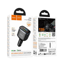 Заредете изображение във визуализатора на галерията – Car charger Hoco USB A + 2xUSB C PD QC3.0 93W Z70 black
