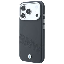 Заредете изображение във визуализатора на галерията – BMW case for IPHONE 18 Pro/17 Pro compatible with MagSafe (Sign Inclined Deboss Letters) grey
