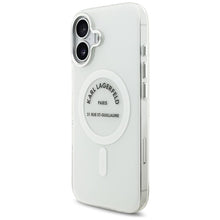 Заредете изображение във визуализатора на галерията – KARL LAGERFELD case for IPHONE 17 compatible with MagSafe KLHMP17SHKRSGPT (IML Karl RSG Logo) transparent
