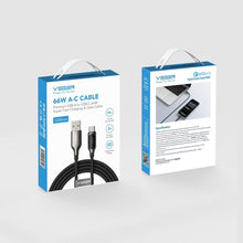 Заредете изображение във визуализатора на галерията – Cable with LED light indicator Type C to Type C VEGER PD 5A 100W CC1-ZSD 1,5 m black
