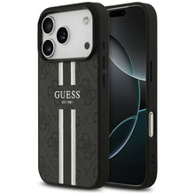 Заредете изображение във визуализатора на галерията – GUESS case for IPHONE 17 Pro compatible with MagSafe GUHMP17LP4RPSK (4G Printed Stripes) black
