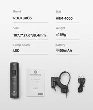 Заредете изображение във визуализатора на галерията – Rockbros V9M-1000 front bicycle light 1000lm - black
