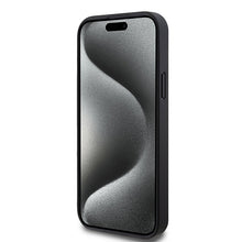 Заредете изображение във визуализатора на галерията – Original Case DKNY hardcase Leather Monogram Pattern Metal Logo MagSafe DKHMP15MPSHRPSK for Iphone 15 Plus/14 Plus black
