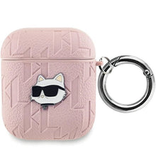 Заредете изображение във визуализатора на галерията – Karl Lagerfeld Monogram Choupette Head case for AirPods 1 / 2 - pink
