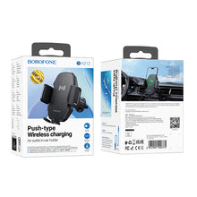 Заредете изображение във визуализатора на галерията – Borofone Car holder BH213 Adelante with induction charging to air vent black
