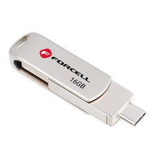 Заредете изображение във визуализатора на галерията – FORCELL F-DATA pendrive Metal Duo 16GB USB3.2 Gen 1 (USB A / Type C) silver
