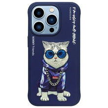 Заредете изображение във визуализатора на галерията – NIMMY case GLASSES COOL CAT for IPHONE 15 Pro Max blue
