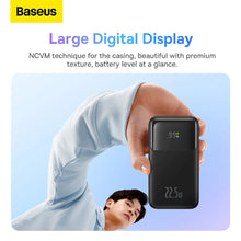 Заредете изображение във визуализатора на галерията – Baseus Comet Series powerbank with display 10000mAh 22.5W - black + USB-A / USB-C cable
