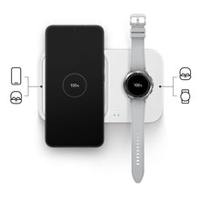 Заредете изображение във визуализатора на галерията – Samsung Wireless Charger Duo EP-P5400TWEGEU inductive charger 15W - white + mains charger + cable
