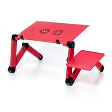 Заредете изображение във визуализатора на галерията – Desk for laptop uniwersal adjustable with cooling YL-803 red
