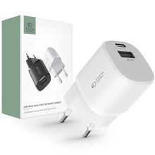 Заредете изображение във визуализатора на галерията – Tech-Protect C20W mini USB-C PD 20W / USB-A QC 3.0 network charger - white
