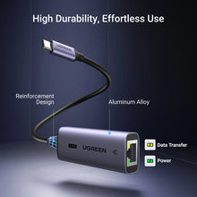 Заредете изображение във визуализатора на галерията – Ugreen CM648 USB-C to RJ45 Ethernet 2.5G adapter - gray
